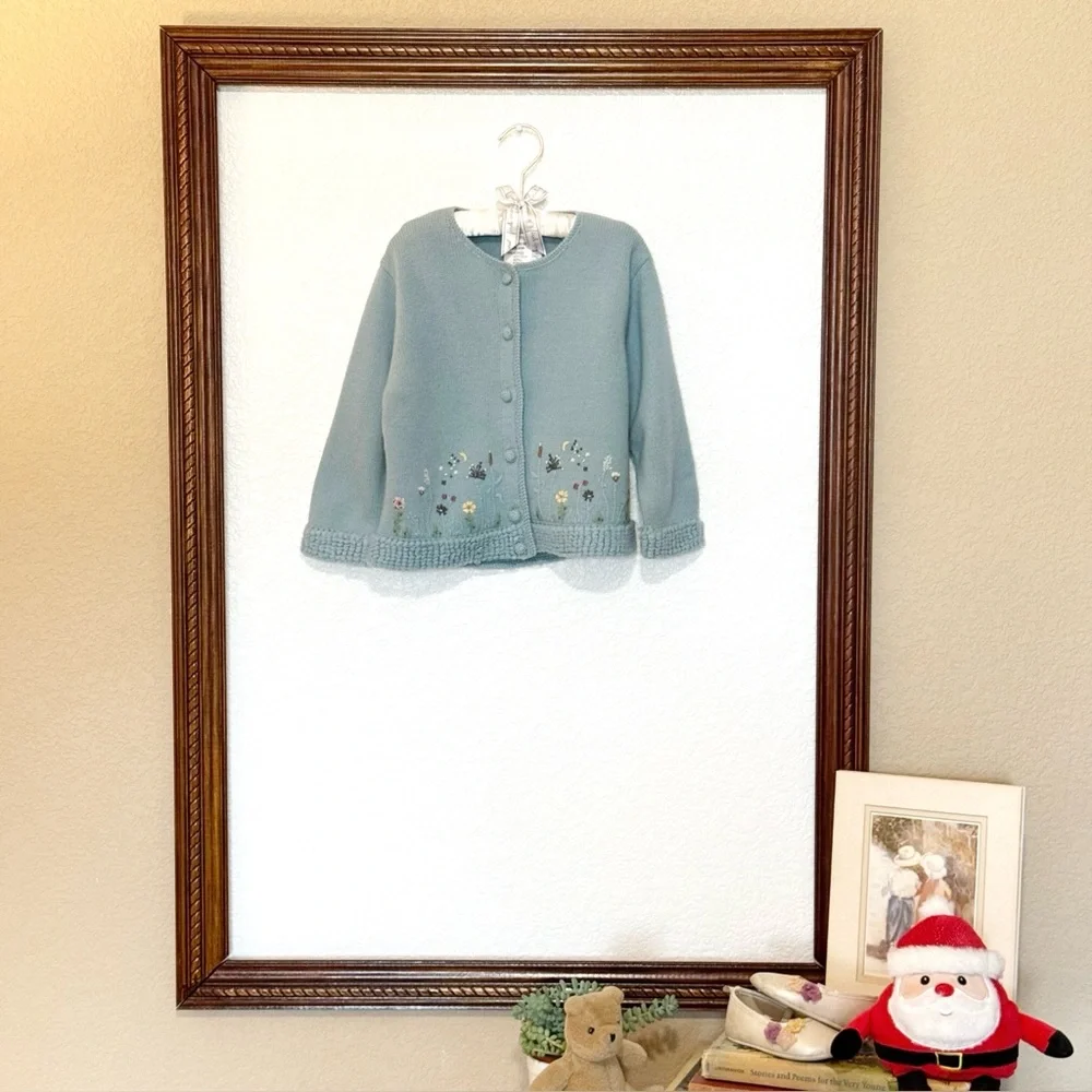 Vintage Jacadi NWOT Girls Wool Blend Blue Cardigan size 18-24 months Embroidered - Picture 1 of 14